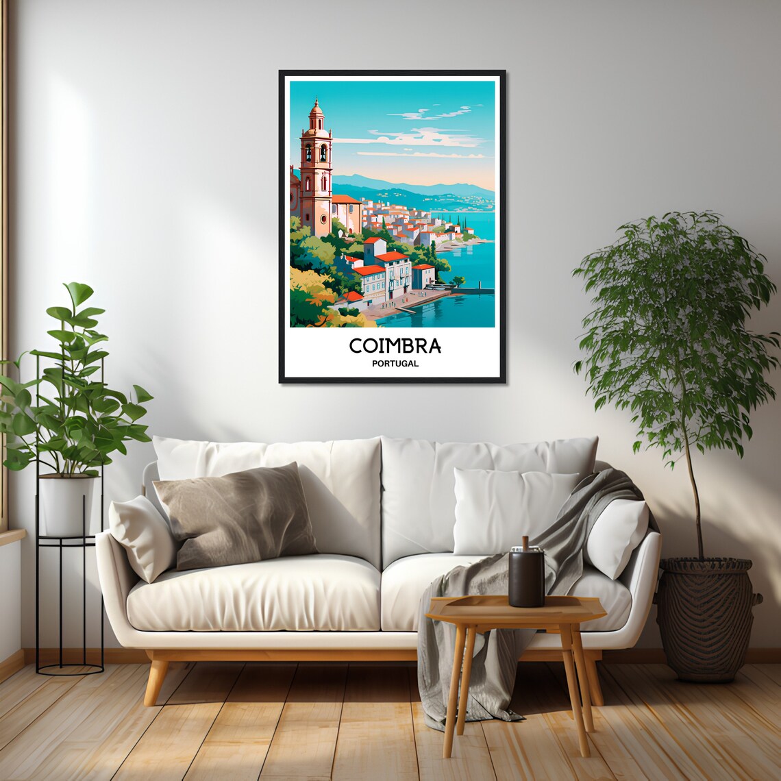 Charming Coimbra Portugal Coastal Church Town Sunny Travel Poster - Image 2