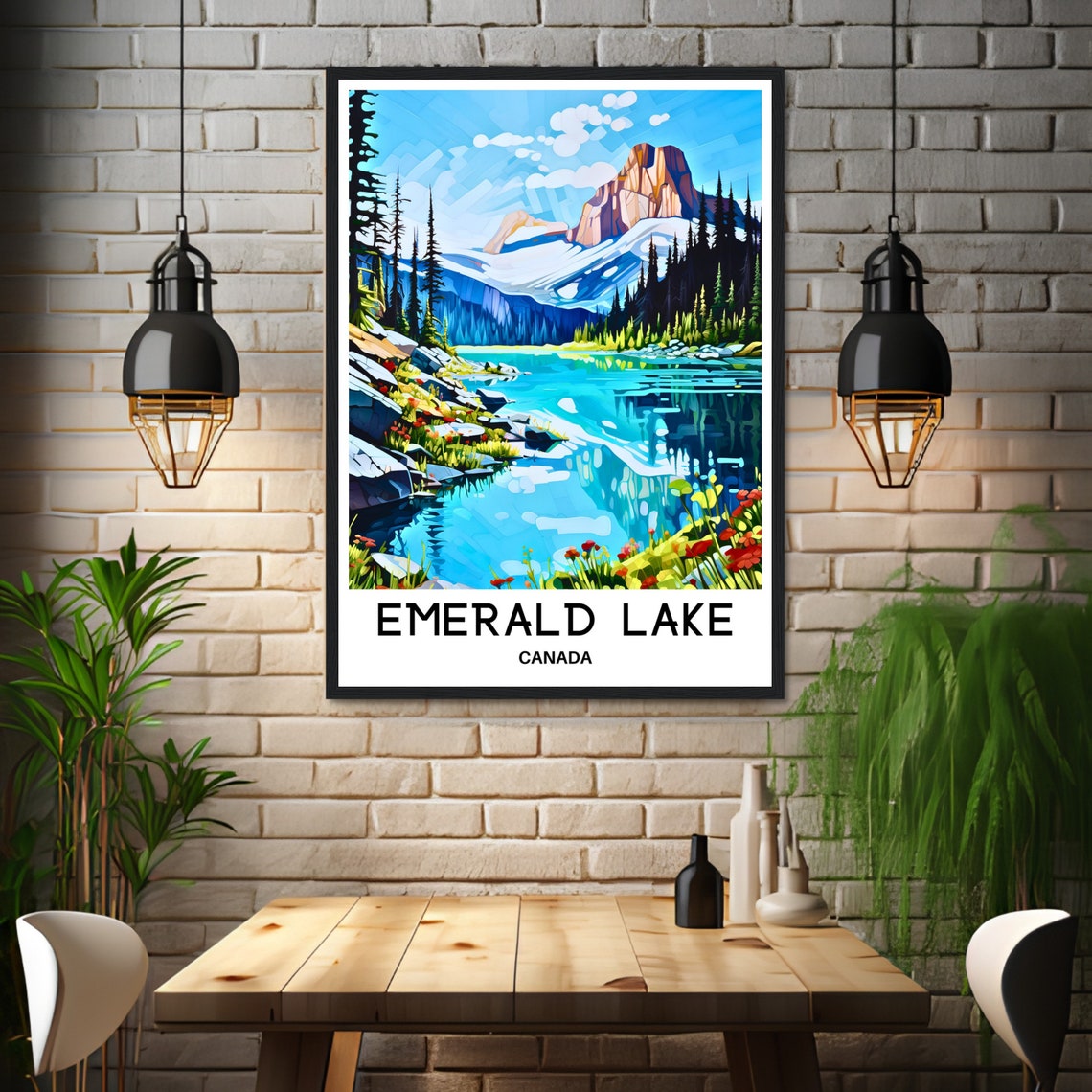 Emerald Lake Canada Turquoise Rocky Mountain Peak Summer Poster - Image 3