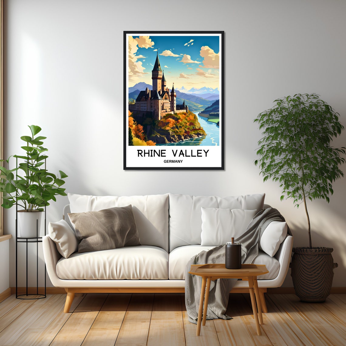 Rhine Valley Germany Fairytale Castle Riverside Travel Art Poster - Image 2
