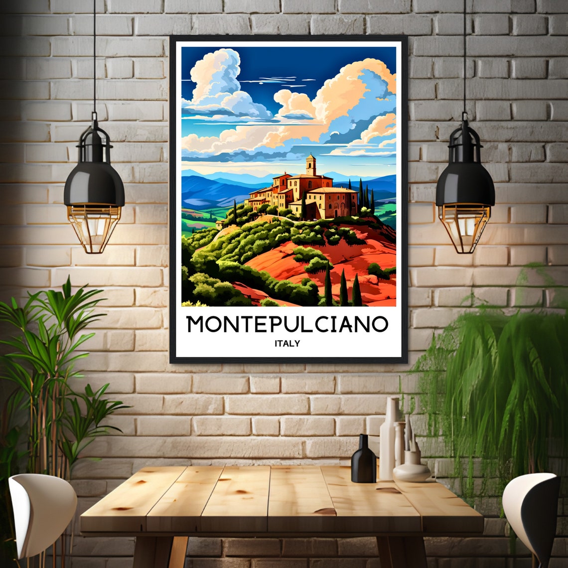 Montepulciano Tuscan Hilltop Town Cypress Italy Travel Poster - Image 3