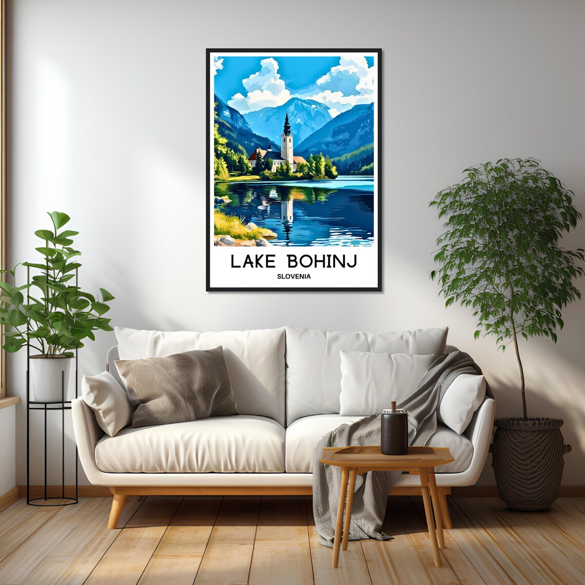 Lake Bohinj Slovenia Church Island Alpine Lake Travel Poster - Image 2