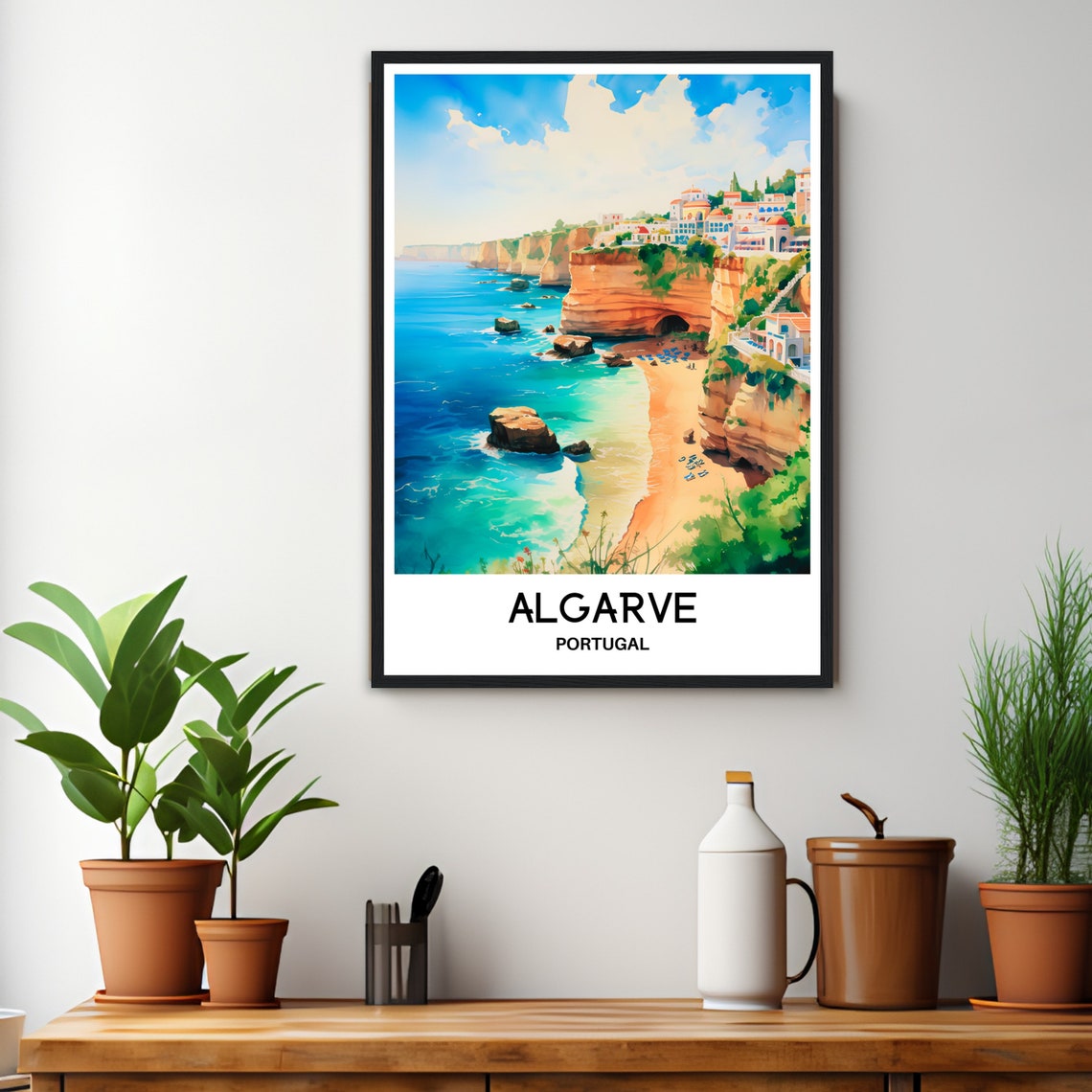 Algarve Watercolor Print Algarve Travel Poster Portuguese Art Print Portugal Lover Gift Algarve Watercolour Painting Illustration - Image 2
