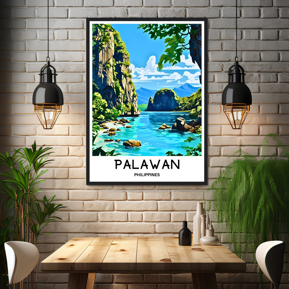 Palawan Limestone Cliffs Turquoise Lagoon Philippines Poster - Image 3