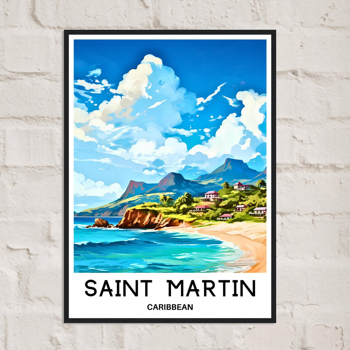 Saint Martin Watercolor Travel Poster, Caribbean Art - Image 2