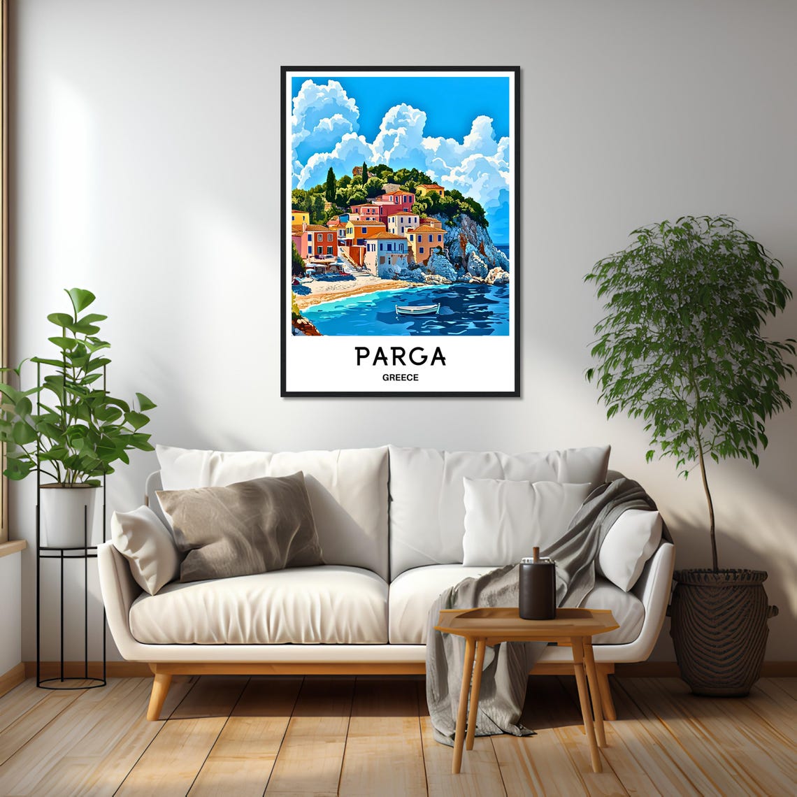 Parga Greece Colorful Cliffside Village Overlooking Beach Poster - Image 2