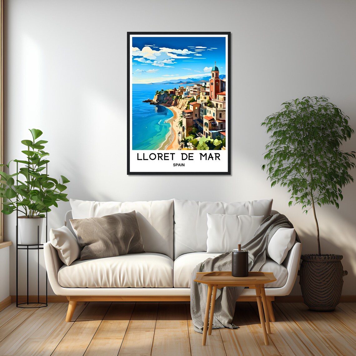 Lloret de Mar Costa Brava Cliffside Church Beach Spain Travel Poster - Image 2