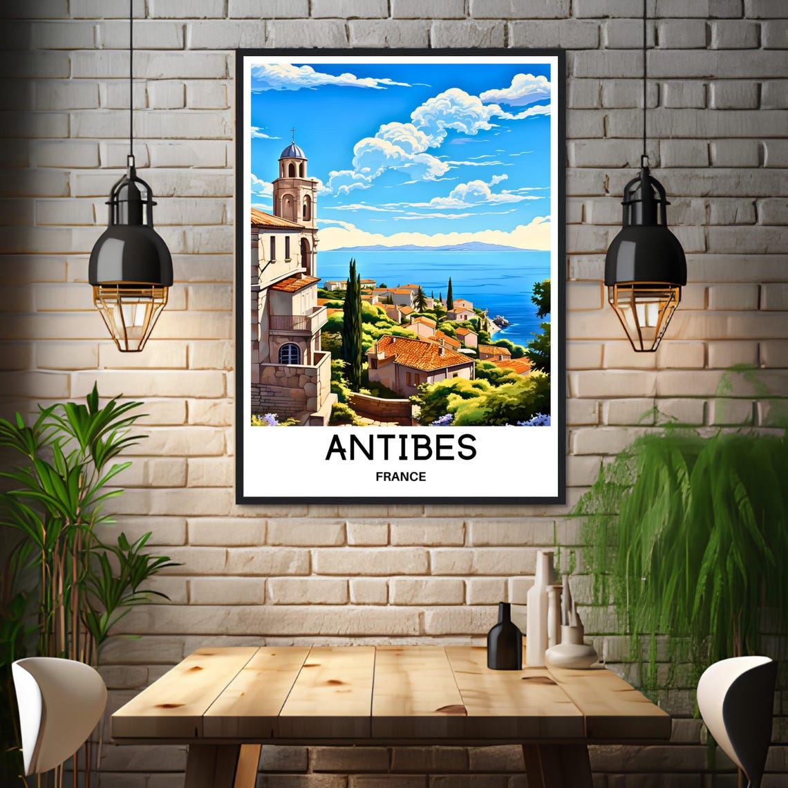 Antibes Travel Print Antibes Poster French Art Print France Lover Gift Wall Hanging Art Home Office Desk Decor Antibes City Illustration - Image 3