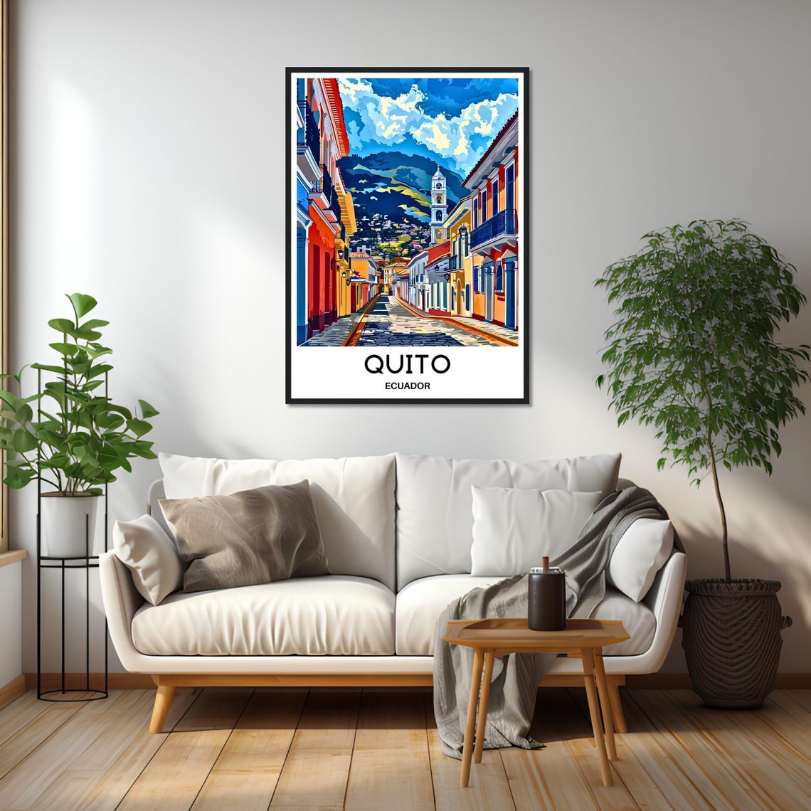 Quito Ecuador Colorful Colonial Old Town Street Illustration Poster - Image 2