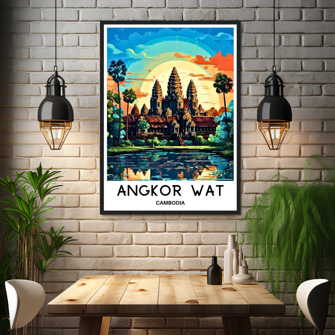 Angkor Wat Sunrise Temple Towers Reflecting in Water Cambodia Poster - Image 3