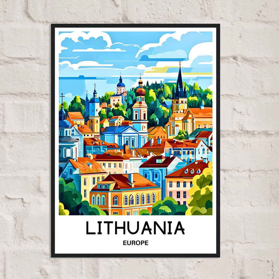 Lithuania Vilnius Old Town Colorful Baroque Summer Travel Poster - Image 2