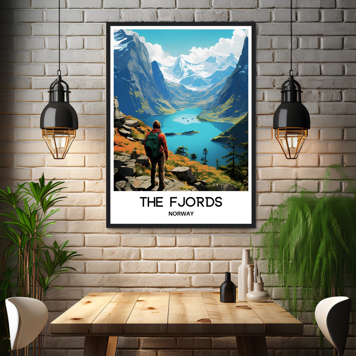 The Fjords Travel Print The Fjords Poster Norwegian Art Print Norway Lover Gift Wall Hanging Art Home Office Decor The Fjords Illustration - Image 3