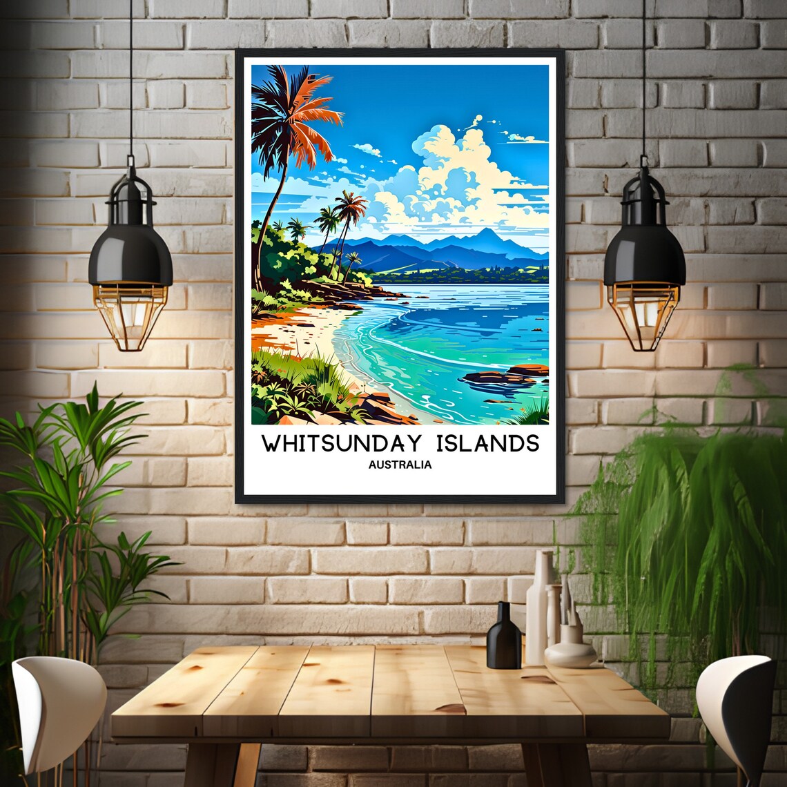 Whitsunday Islands Tropical Beach Palms Australia Scenic Poster - Image 3