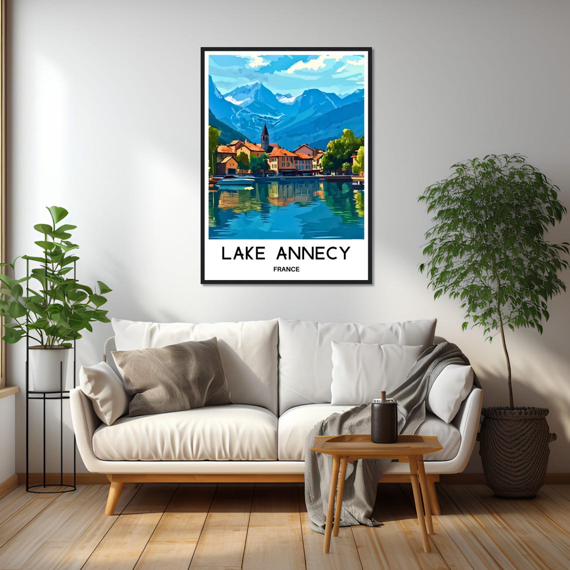 Lake Annecy Travel Print Lake Annecy Poster French Art Print France Lover Gift Wall Hanging Art Home Office Decor Lake Annecy Illustration - Image 2
