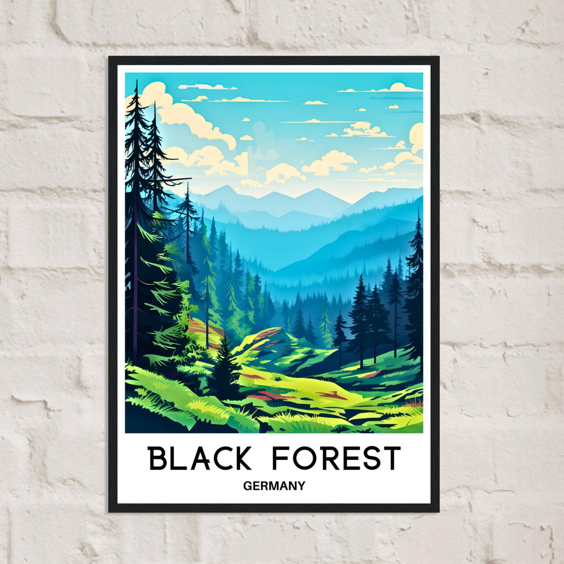 Black Forest Germany Pine Mountains Layered Vintage Travel Poster - Image 2