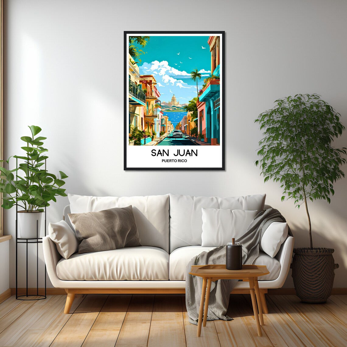 San Juan Puerto Rico Old Colonial Street Balconies Cathedral Poster - Image 2