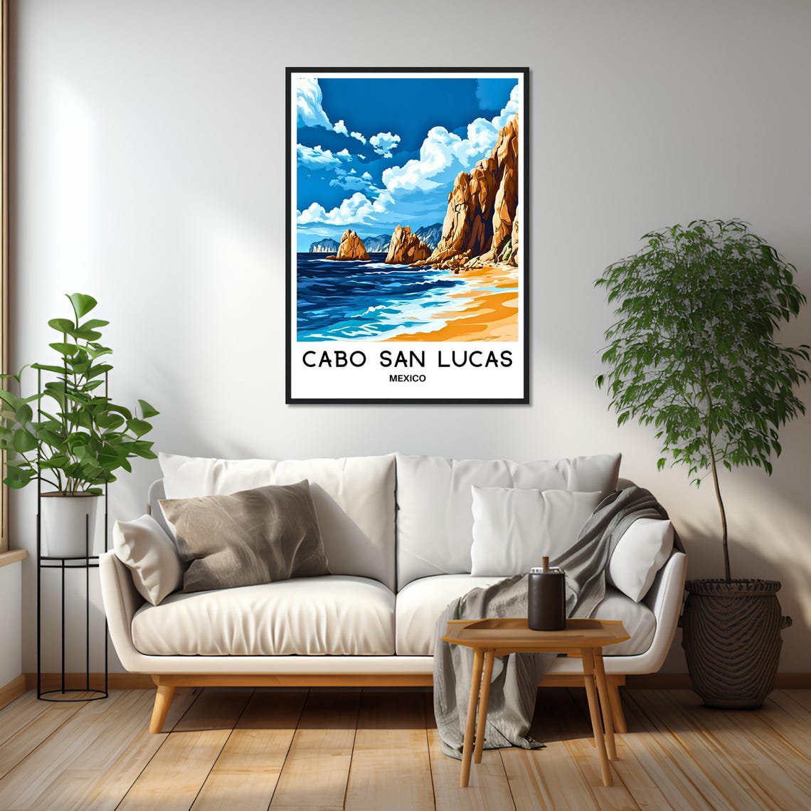 Cabo San Lucas Mexico Golden Cliffs Beach Vintage Travel Poster - Image 2