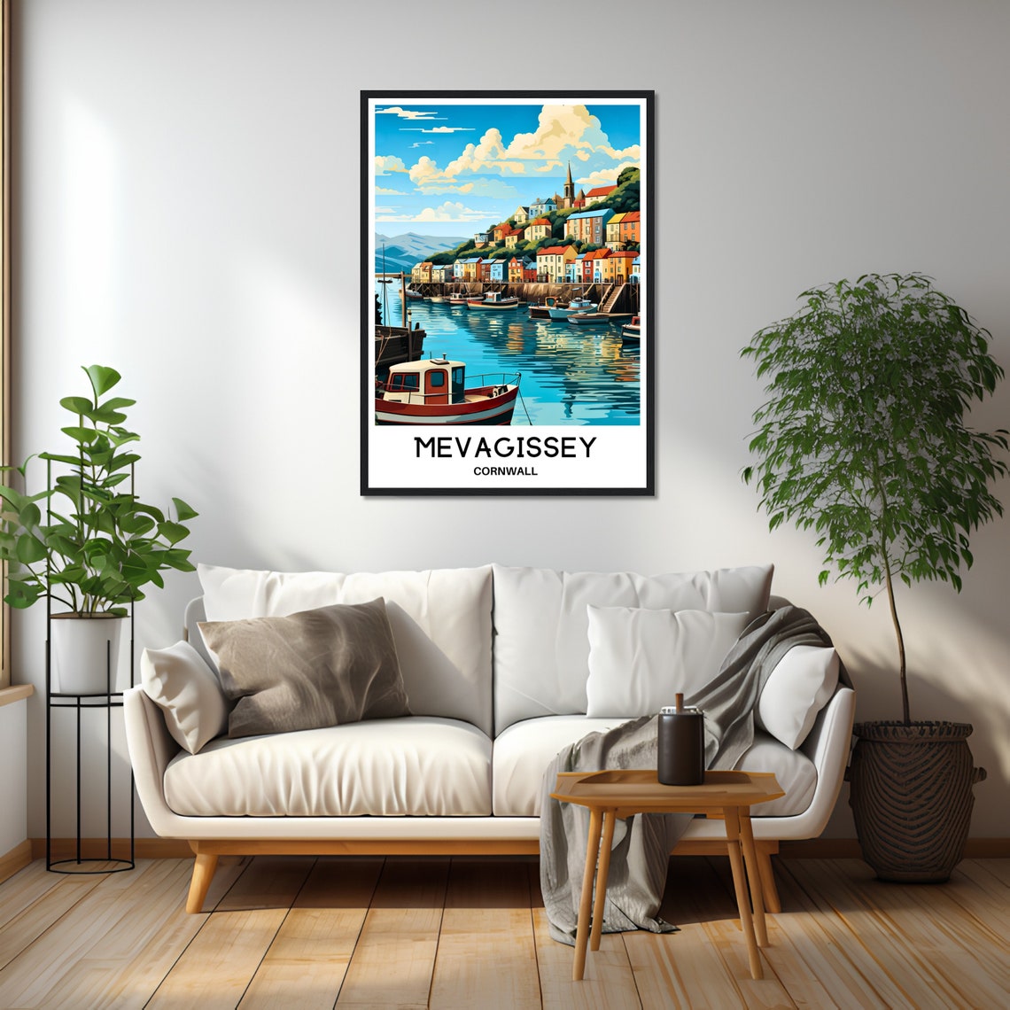 Mevagissey Cornwall Colorful Fishing Harbour Village Travel Poster - Image 2