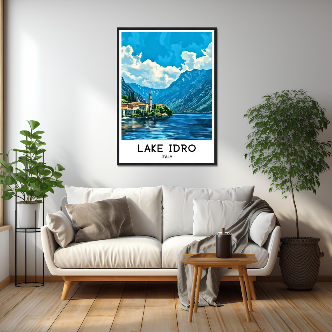 Lake Idro Italy Lakeside Village Poster with Church and Mountains - Image 2