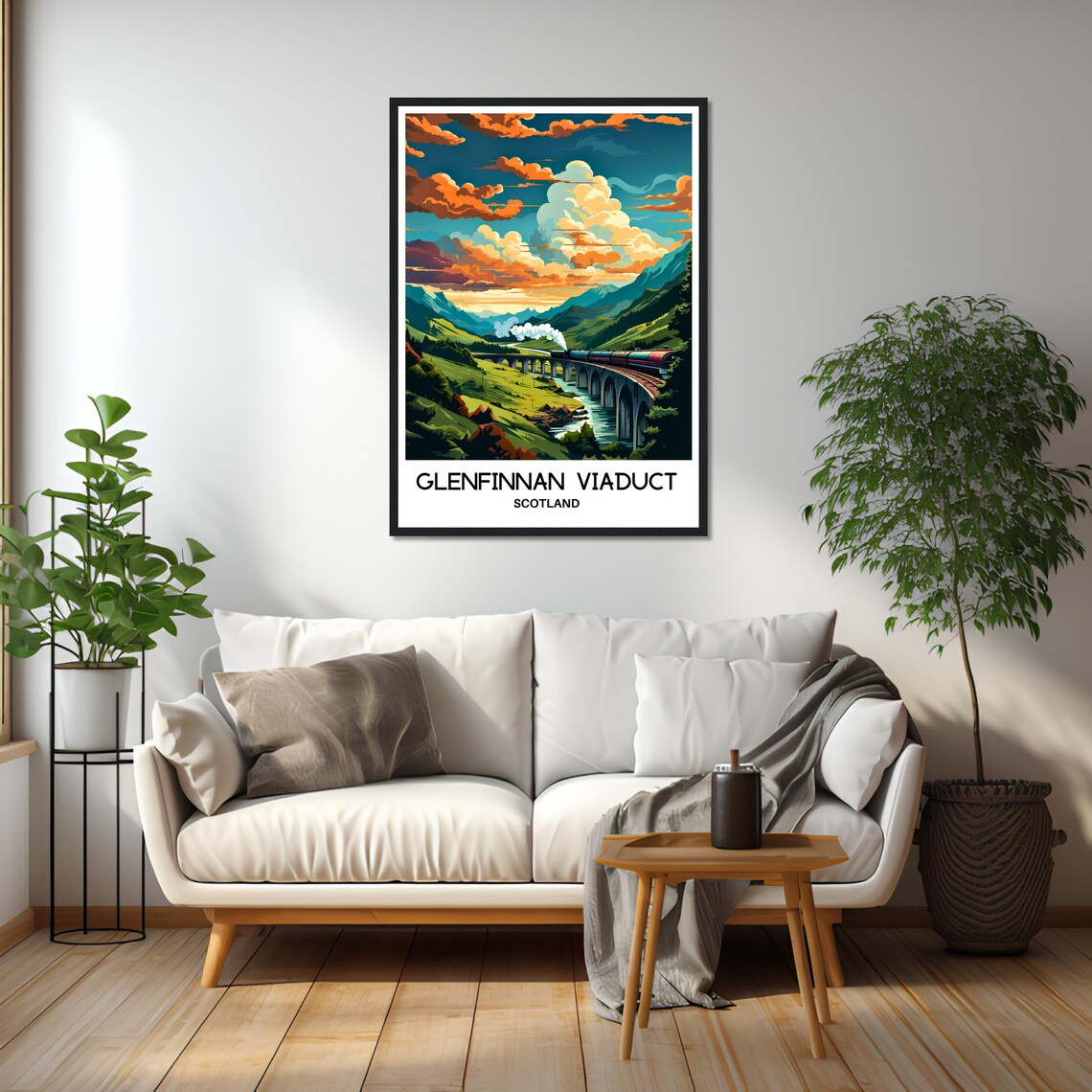 Glenfinnan Viaduct Scotland Steam Train Sunset Travel Poster - Image 2