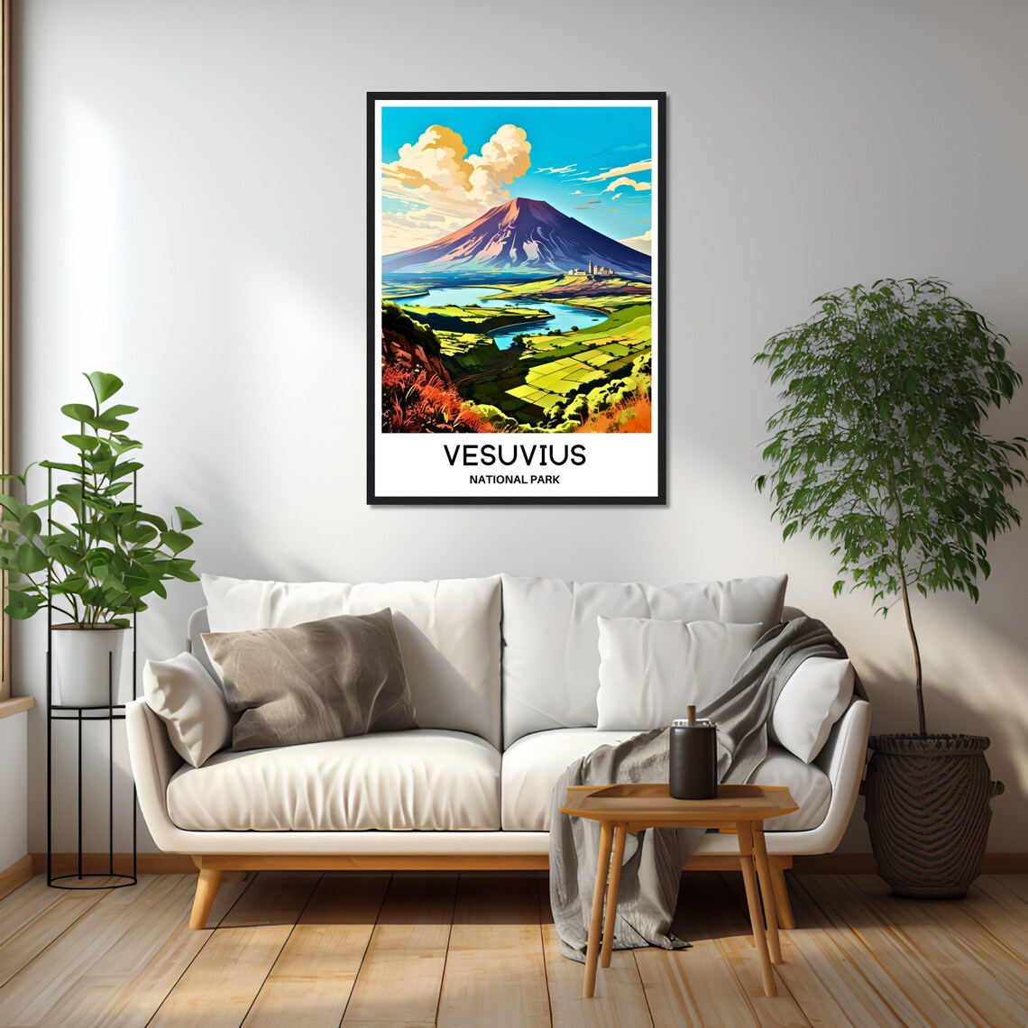 Vesuvius Volcano over Green River Valley Italy Travel Poster - Image 2