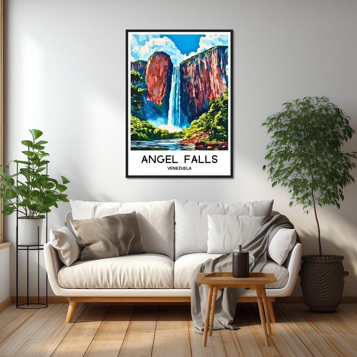 Angel Falls Venezuela Towering Waterfall Red Cliffs Travel Poster - Image 2