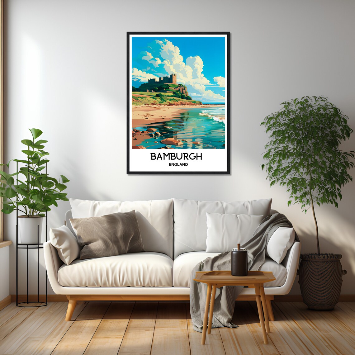 Bamburgh Castle England Beach Headland Coastline Travel Poster - Image 2