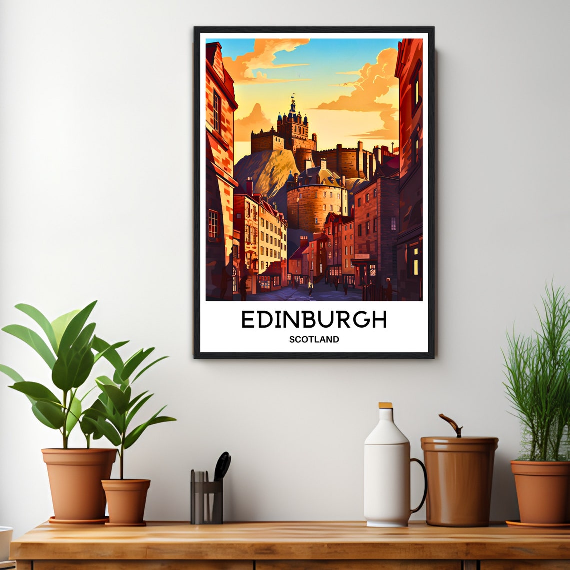 Edinburgh Scotland Old Town Castle At Sunset Historic Poster - Image 2