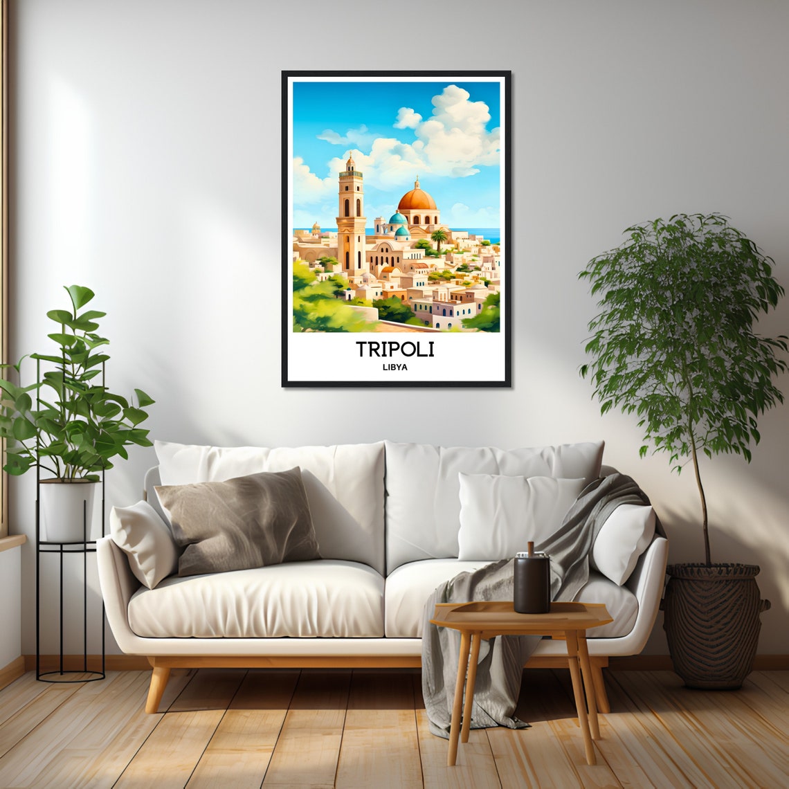 Tripoli Libya Old Town Mosque Watercolor Scene Travel Poster - Image 2