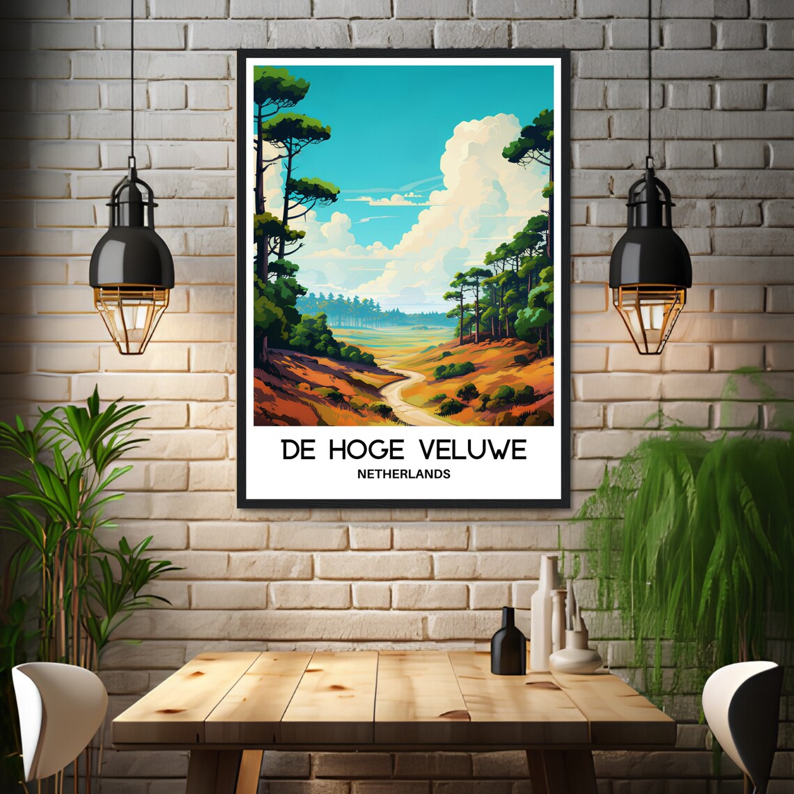 De Hoge Veluwe Netherlands National Park Forest Path Travel Poster - Image 3