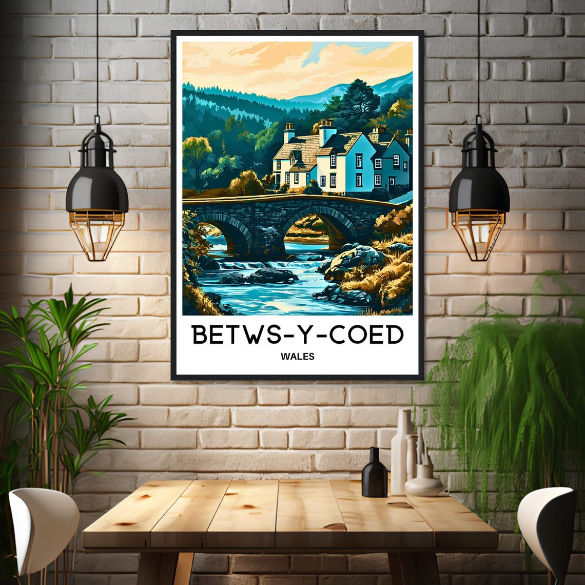 Betws Y Coed Wales Historic Stone Bridge Over River Travel Poster - Image 3