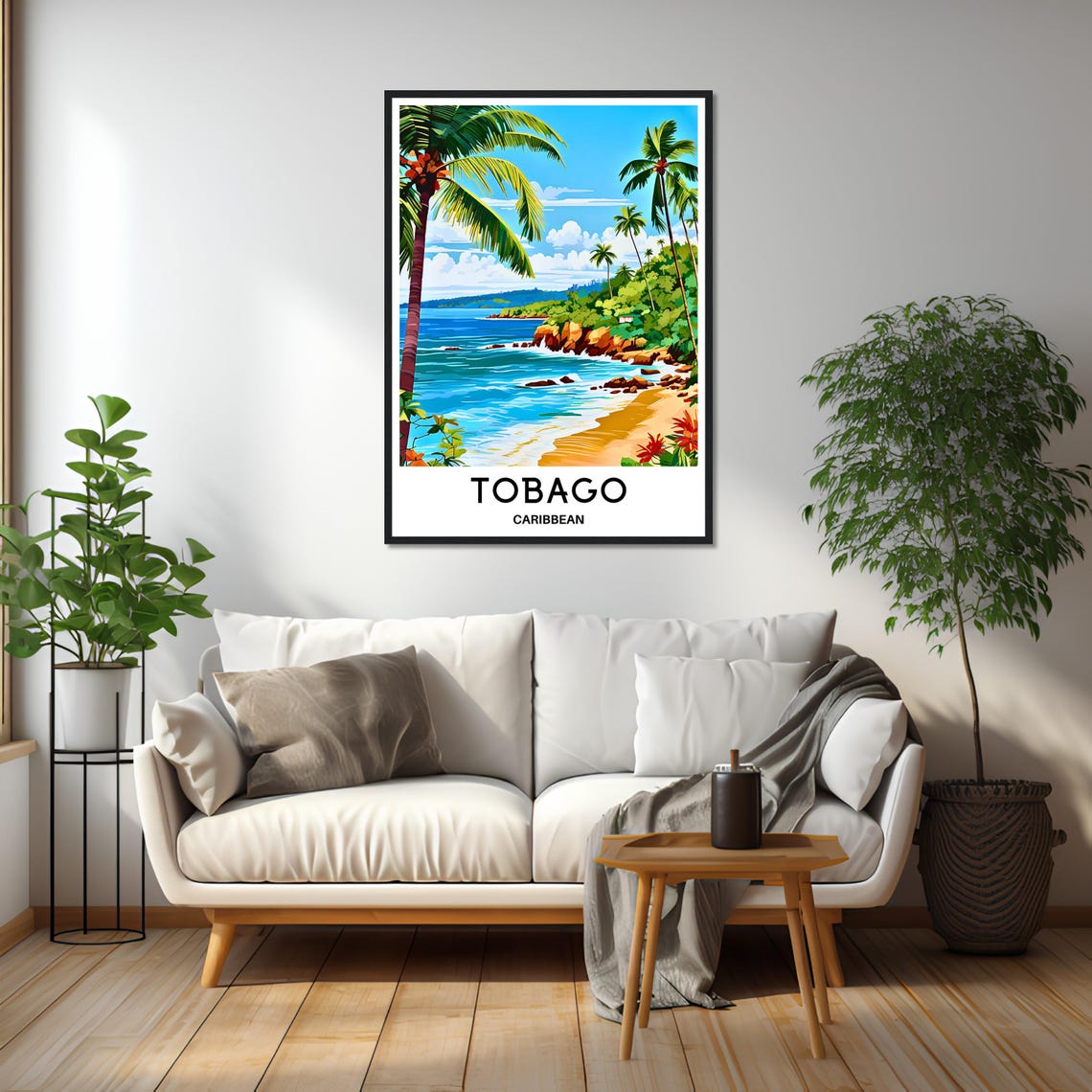 Tobago Caribbean Island Palm Beach Vintage Travel Wall Decor Poster - Image 2