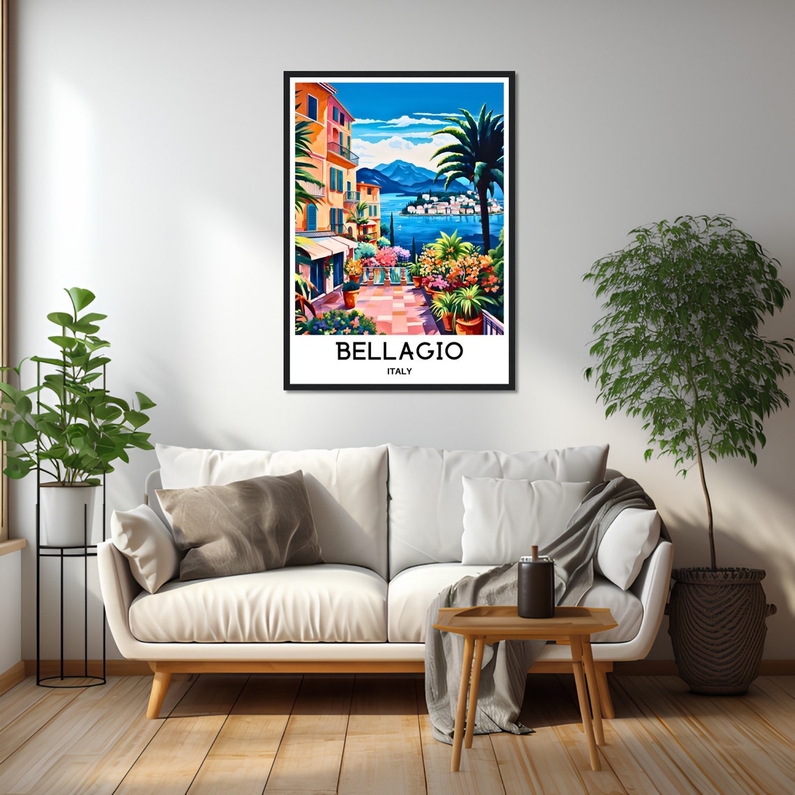 Bellagio Flower Terrace Overlooking Lake Como Italy Travel Poster - Image 2