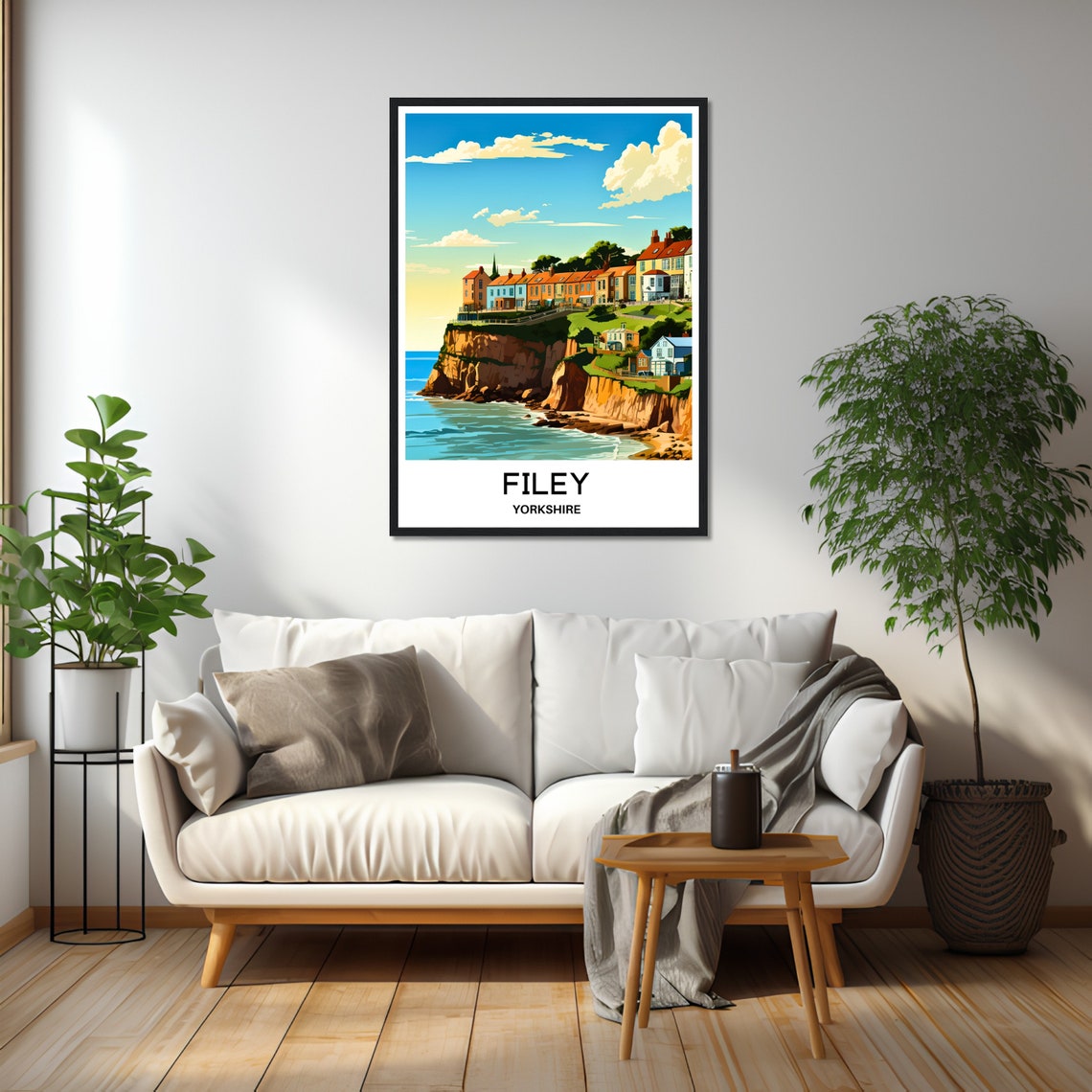 Filey Yorkshire Cliffside Sunset Seaside Town Coastal Travel Poster - Image 2