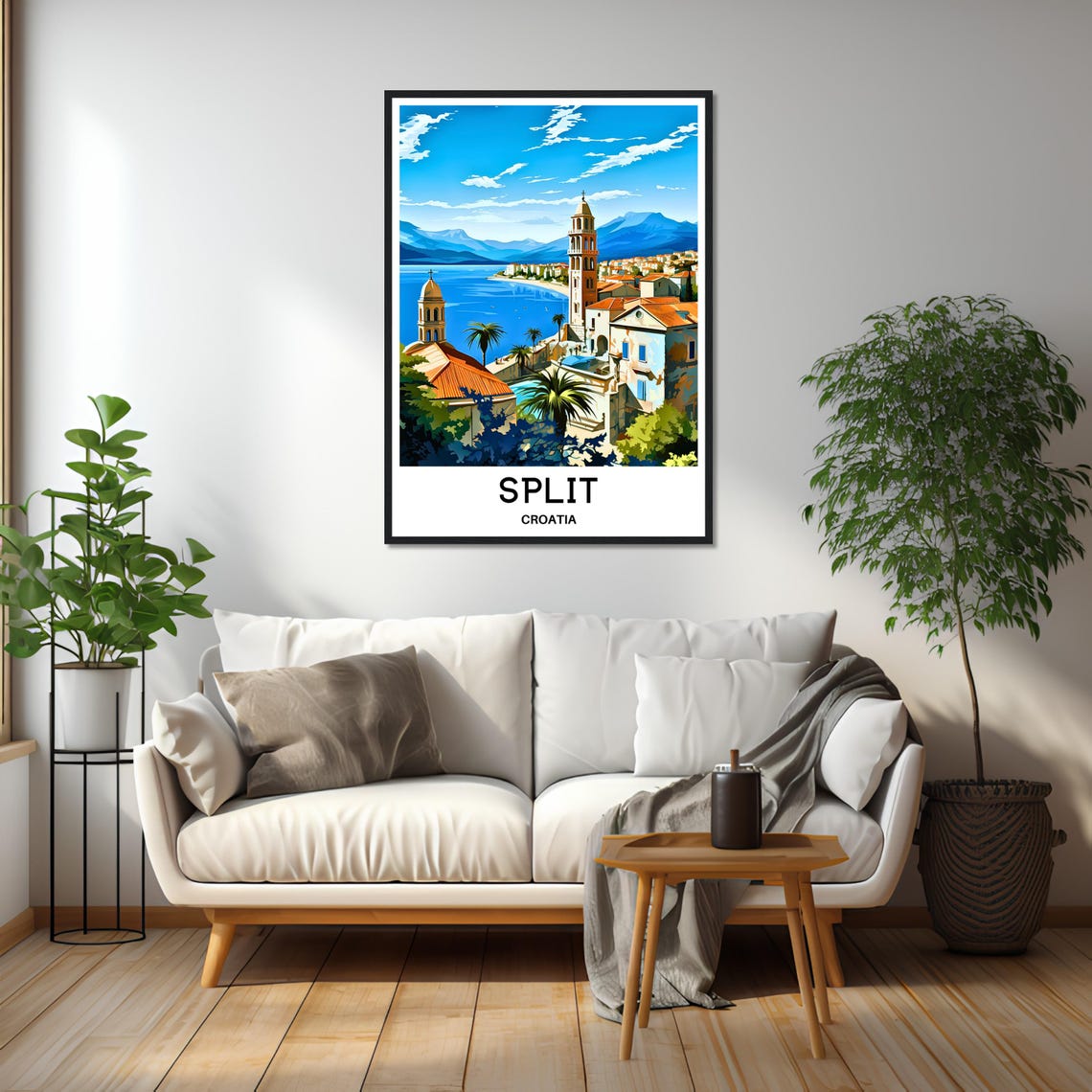 Split Croatia Adriatic Harbour Bell Towers Coastline City Poster - Image 2
