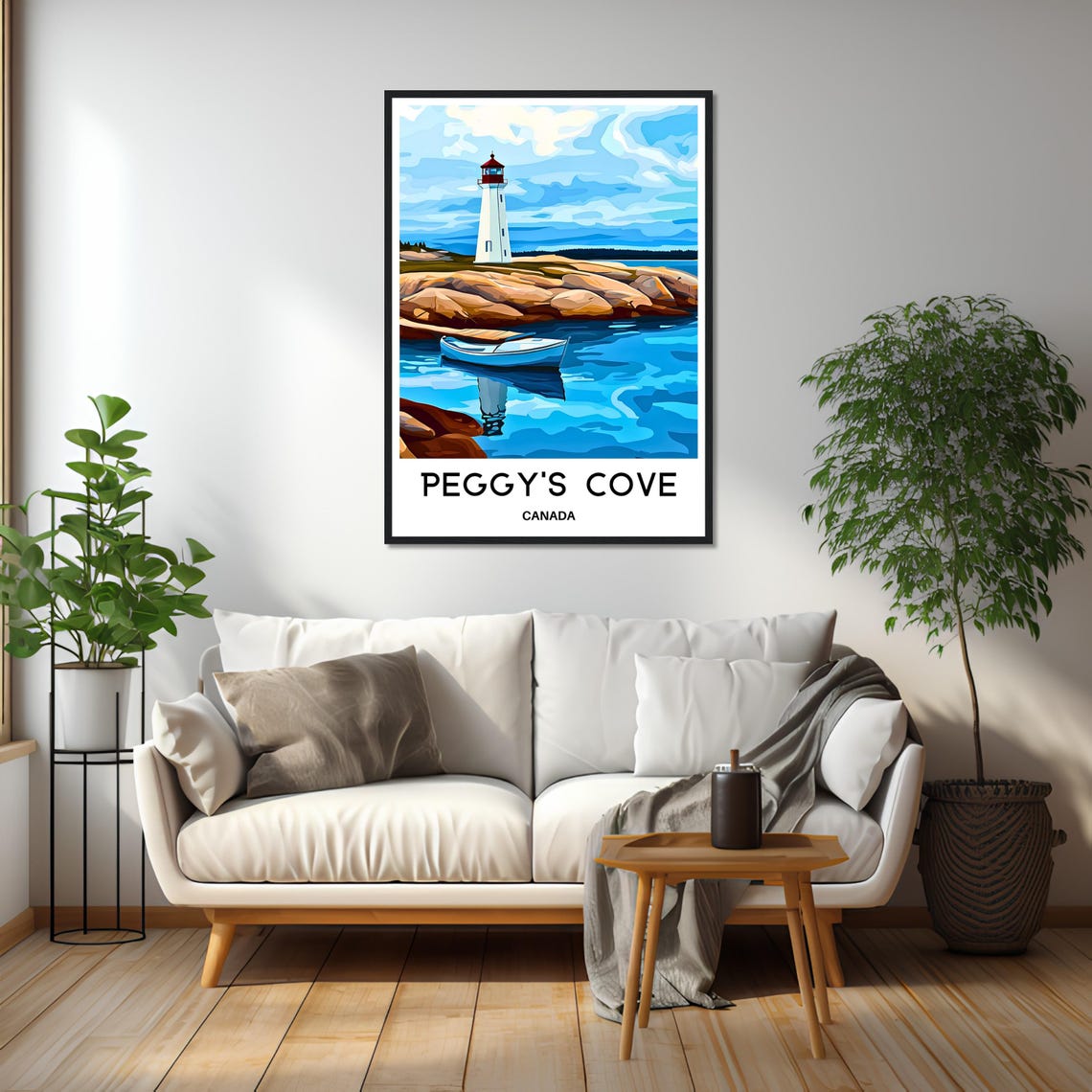 Peggys Cove Canada Red Roof Lighthouse Rocky Shore Travel Poster - Image 2