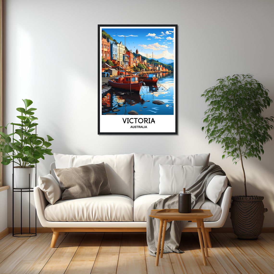 Victoria Australia Harbor Boats Colorful Retro Travel Poster - Image 2