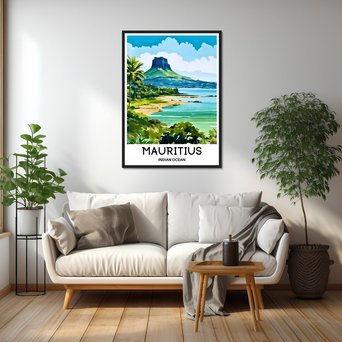Mauritius Indian Ocean Mountain Beach Coastline Travel Poster - Image 2