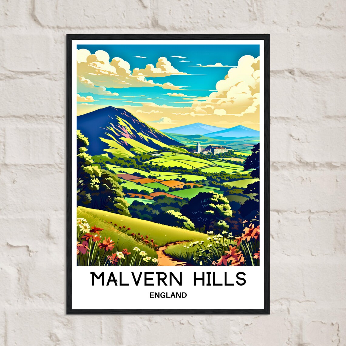 Vintage Malvern Hills England Rolling Countryside Travel Poster - Image 2