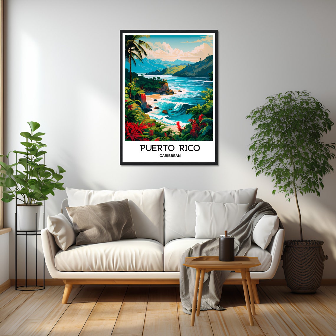 Puerto Rico Caribbean Tropical Coast Ocean Waves Travel Poster - Image 2
