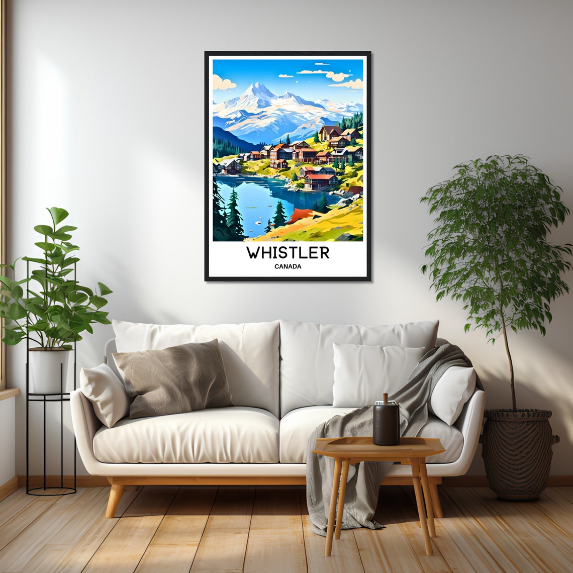 Whistler Canada Mountain Lake Village Snowy Peaks Travel Art Poster - Image 2