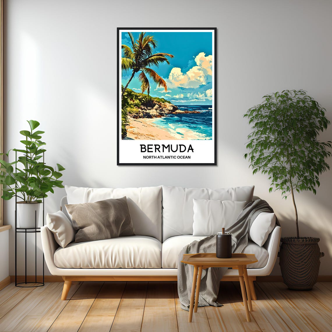 Bermuda Palm Beach Turquoise Ocean Tropical Island Travel Poster - Image 2
