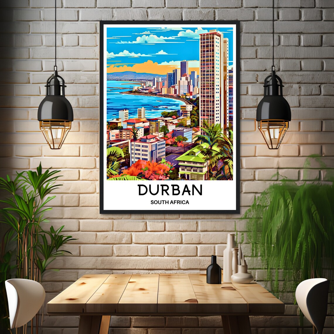 Durban South Africa Coastal Skyline Ocean City Travel Art Poster - Image 3