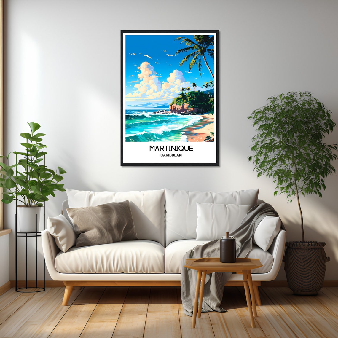 Martinique Palm Beach Tropical Waves Caribbean Island Travel Poster - Image 2