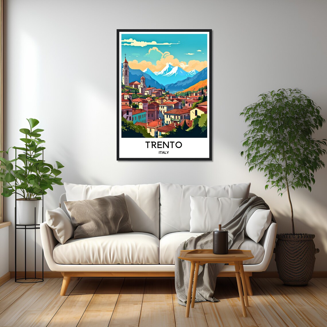 Trento Italy Alpine City Church Snow Capped Mountains Travel Poster - Image 2