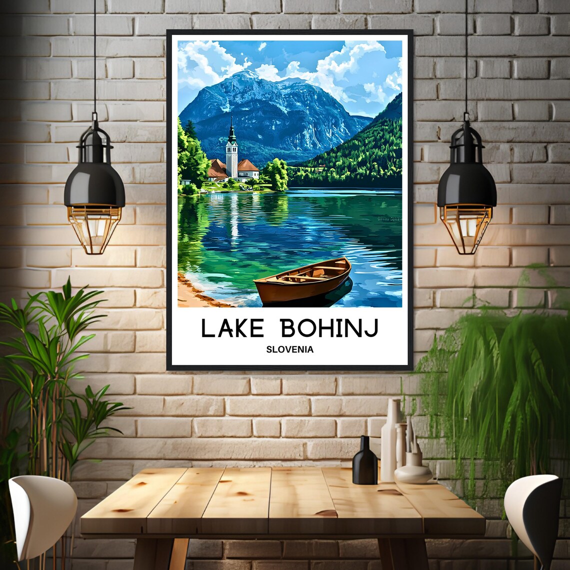Lake Bohinj Travel Print Lake Bohinj Poster Slovenian Art Print Slovenia Lover Gift Wall Hanging Home Office Decor Lake Bohinj Illustration - Image 3