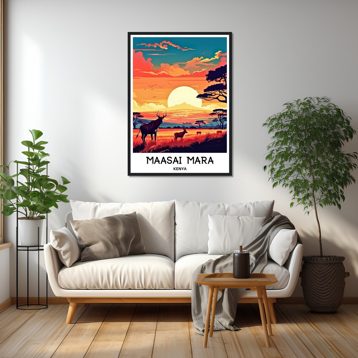 Maasai Mara Kenya Safari Sunset With Antelopes Travel Poster - Image 2