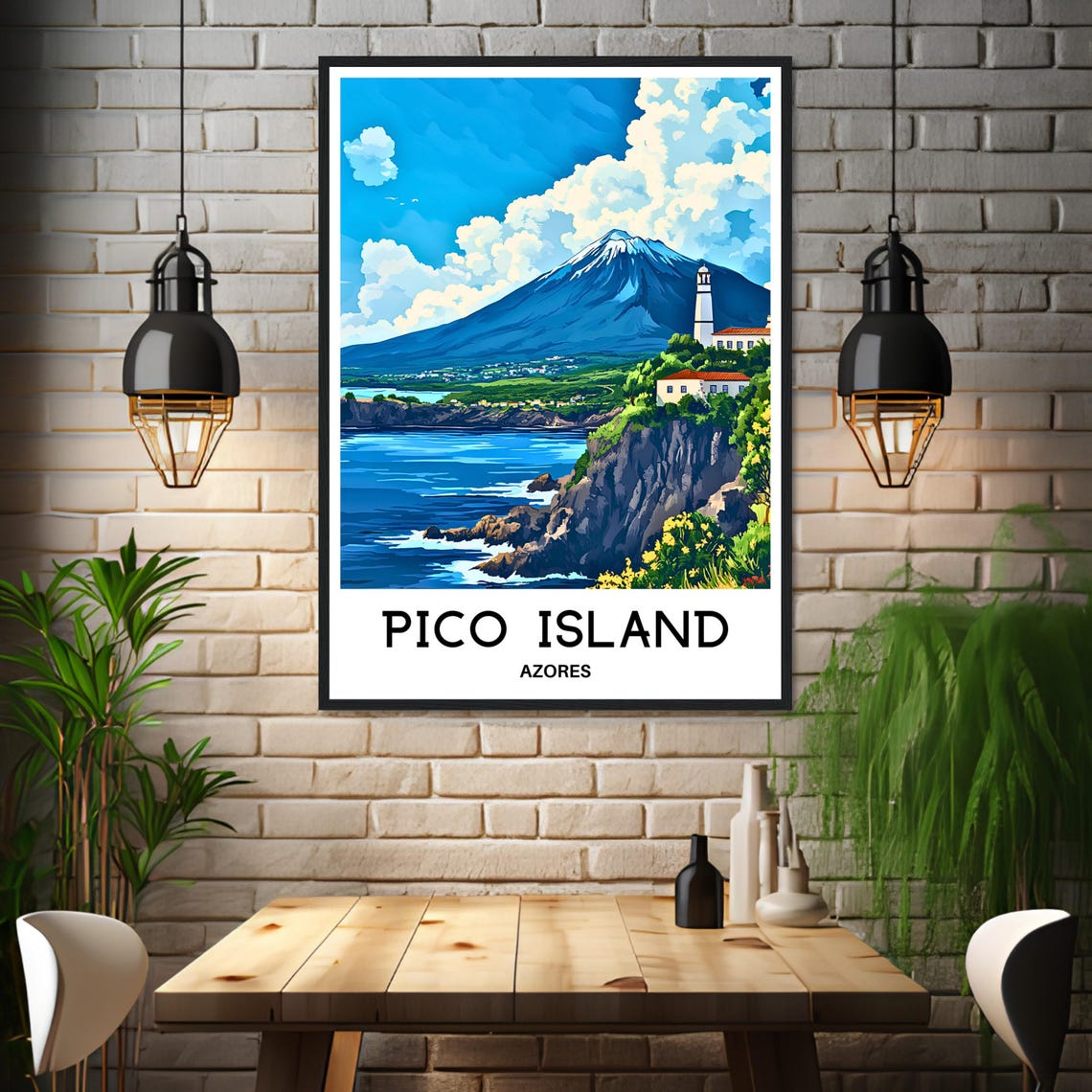 Pico Island Travel Print Azores Poster Portuguese Art Print Portugal Lover Gift Wall Hanging Art Pico Island Illustration Home Office Decor - Image 3