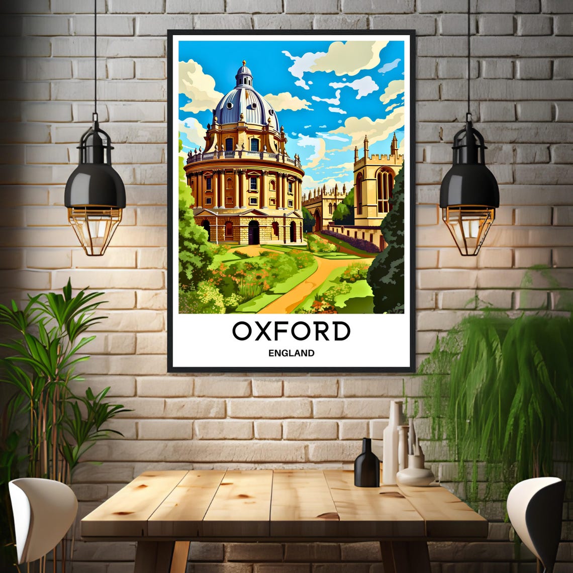 Oxford Travel Print Oxford Poster English Art Print England Lover Gift Wall Hanging Art Home Office Desk Decor Oxford City Illustration - Image 3