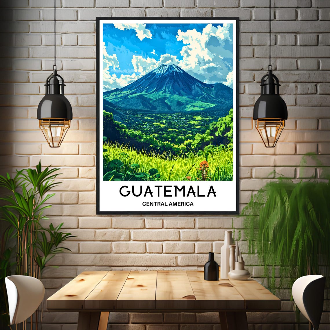 Guatemala Big Volcano Over Green Highlands Central America Poster - Image 3