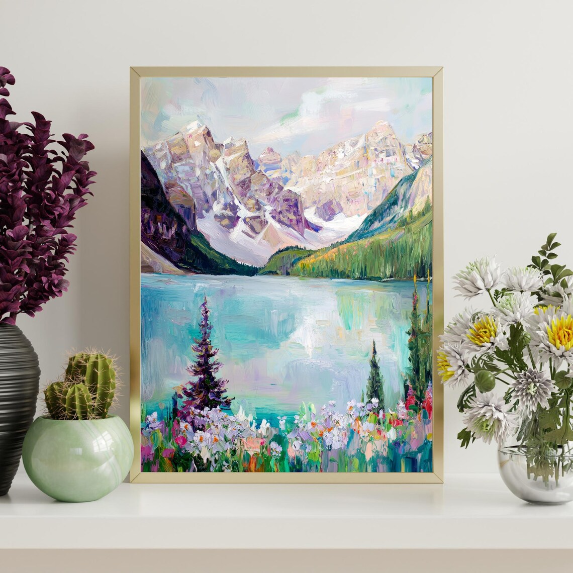 Banff National Park Moraine Lake Turquoise Mountain Painting Poster - Image 4